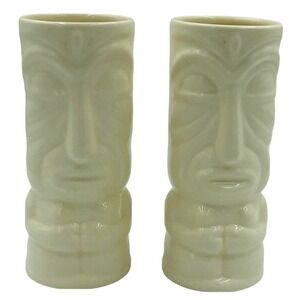 Vintage Modern China USA Ceramic Glazed Ivory TIKI Mug Souvenir Excalibu…